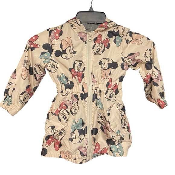 Disney Junior Minnie Mouse Girl’s Hooded Rain Jacket with Bow Size 3T Outdoors - Picture 5 of 12